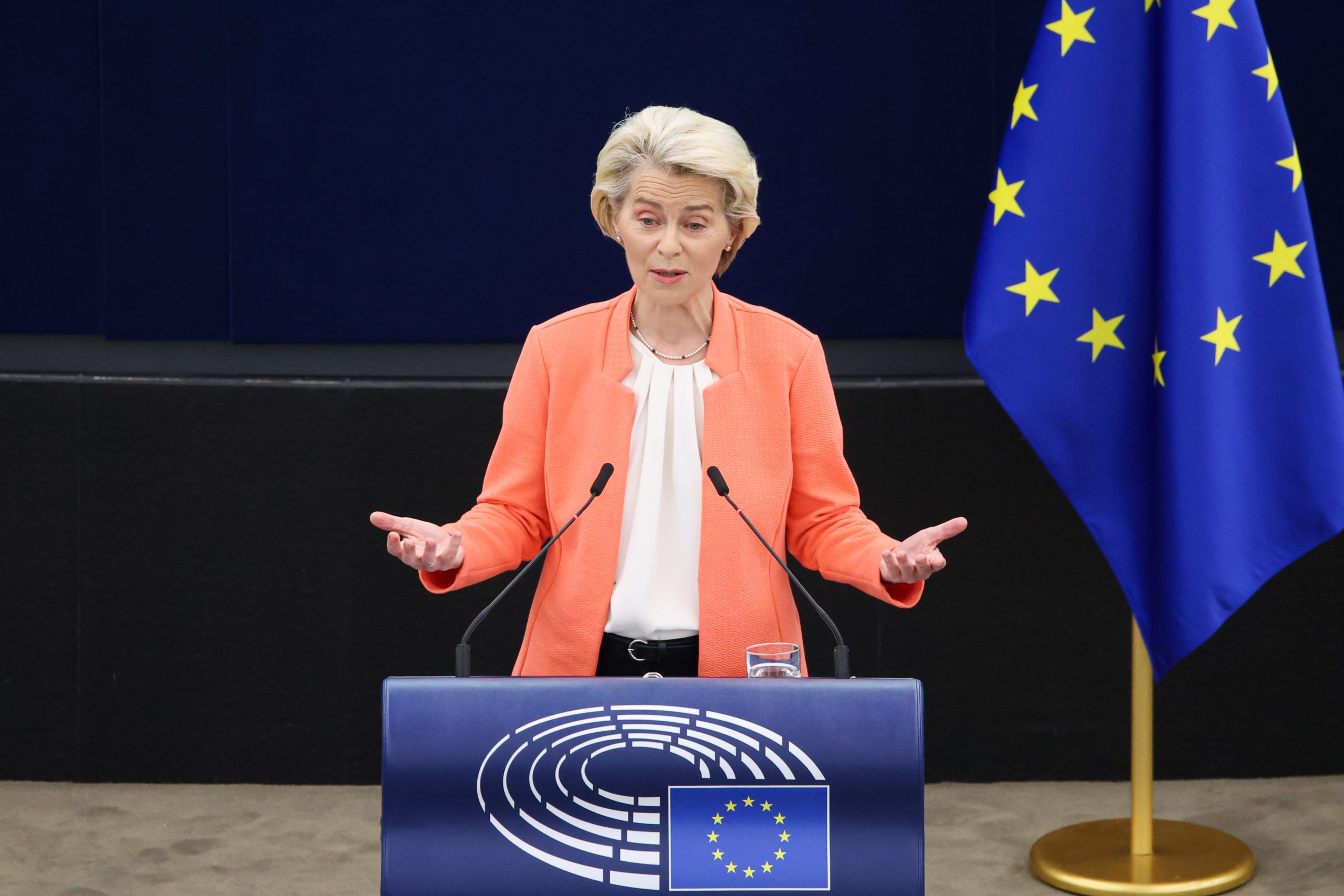 Ursula von der Leyen prononçant son discours sur l’état de l’Union européenne de 2023